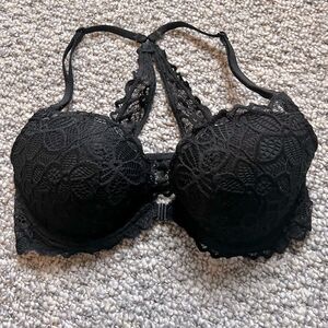 PINK Victoria’s Secret Black Lace Date Racerback Bra Size 32D